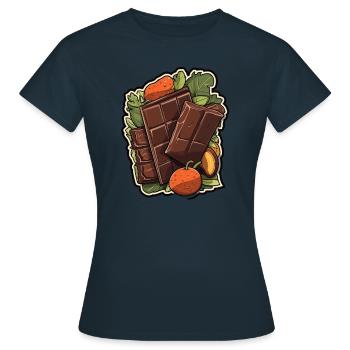 Schokolade - Minimalistischer Genuss - Frauen T-Shirt - Navy - Vorne - AI Model Female 172 dark (172cm)