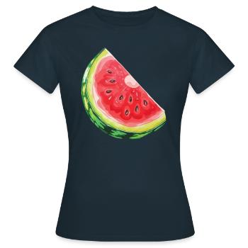 Watermelon slice quenching thirst - Women's T-Shirt - navy - Front - AI Model Female 172 dark (172cm)