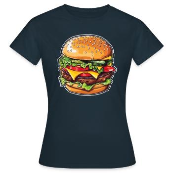 Cheeseburger Magie - Frauen T-Shirt - Navy - Vorne - AI Model Female 172 dark (172cm)