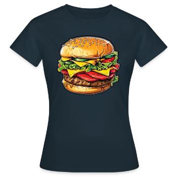 Euphorie du cheeseburger - T-shirt Femme - marine - Devant - AI Model Female 172 dark (172cm)