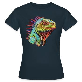 Iguanische Lebendige Farben - Lebendige Mirage - Frauen T-Shirt - Navy - Vorne - AI Model Female 172 dark (172cm)