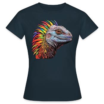 Kaleidoskopischer Reptil - Frauen T-Shirt - Navy - Vorne - AI Model Female 172 dark (172cm)