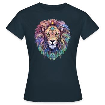 Löwe Himmlisch - Ätherische Majestät - Frauen T-Shirt - Navy - Vorne - AI Model Female 172 dark (172cm)