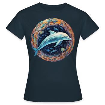 Dolphin sky depth of light - Women's T-Shirt - navy - Front - AI Model Female 172 dark (172cm)