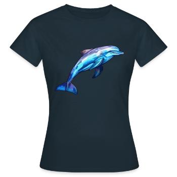 Delphin -lebendige Farben - Lebendige Marine - Frauen T-Shirt - Navy - Vorne - AI Model Female 172 dark (172cm)