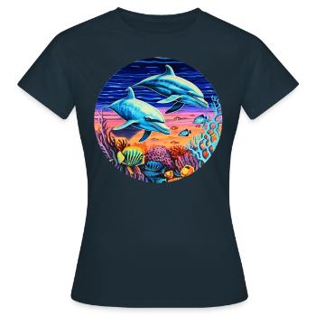Dauphin - couleurs vives - symphonie aquatique - T-shirt Femme - marine - Devant - AI Model Female 172 dark (172cm)