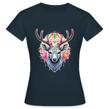 Cerf Animal Totem - T-shirt Femme - marine - Devant - AI Model Female 172 dark (172cm)