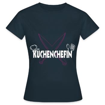 Küchenchefin- Koch kochen Küche Frauen Spruch - Frauen T-Shirt - Navy - Vorne - AI Model Female 172 dark (172cm)