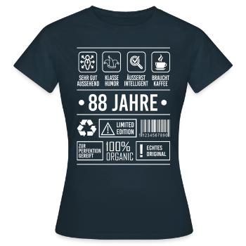 88. Geburtstag Spruch 88 Jahre Geschenk - Frauen T-Shirt - Navy - Vorne - AI Model Female 172 dark (172cm)