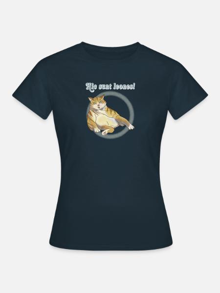 Hic sunt leones : chat potelé - T-shirt Femme - marine