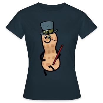 Cylindre d’arachide Monocle M. Sir Nut Gentleman - T-shirt Femme - marine - Devant - AI Model Female 172 dark (172cm)