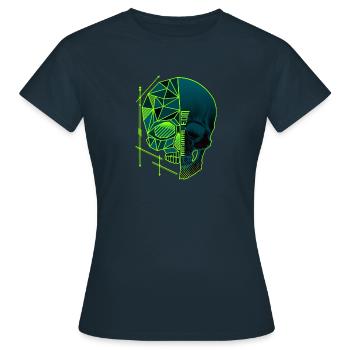 Minimal EDM Skull Polygon - Frauen T-Shirt - Navy - Vorne - AI Model Female 172 dark (172cm)