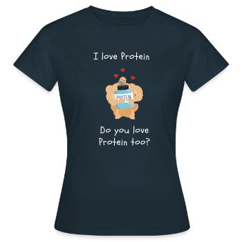 I love Protein - Frauen T-Shirt - Navy - Vorne - AI Model Female 172 dark (172cm)