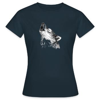 wolf - Women's T-Shirt - navy - Front - AI Model Female 172 dark (172cm)