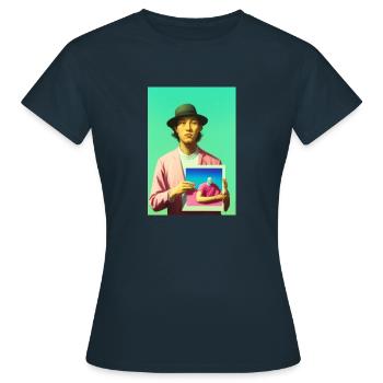 Bubblegum Selfie dans Selfie - ARTWORK sur LSD - T-shirt Femme - marine - Devant - AI Model Female 172 dark (172cm)