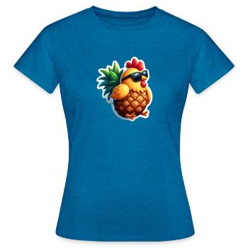 Cool Chicken - Frauen T-Shirt - Antikblaues Saphir meliert - Vorne - AI Model Female 172 dark (172cm)