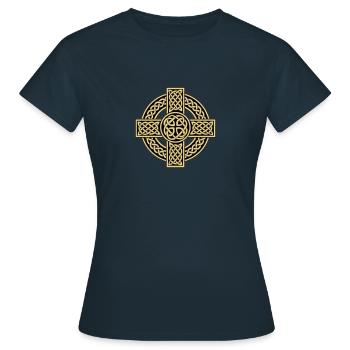 Celtic cross - Frauen T-Shirt - Navy - Vorne - AI Model Female 172 dark (172cm)