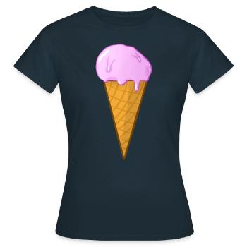 Eis in der Waffel - Frauen T-Shirt - Navy - Vorne - AI Model Female 172 dark (172cm)