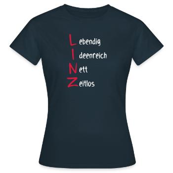 Linz Haupstadt Shirt Geschenk - Frauen T-Shirt - Navy - Vorne - AI Model Female 172 dark (172cm)