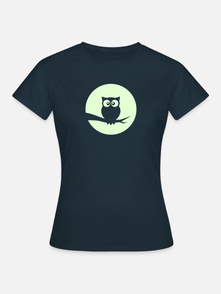 Eule vorm Mond - Frauen T-Shirt - Navy