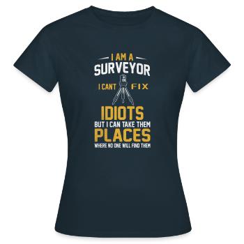 Baugewerbe Landvermesser Vermessungsingenieur Gesc - Frauen T-Shirt - Navy - Vorne - AI Model Female 172 dark (172cm)