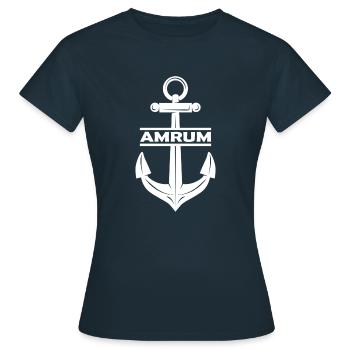 Amrum Anker Nordsee Ebbe Flut - Frauen T-Shirt - Navy - Vorne - AI Model Female 172 dark (172cm)