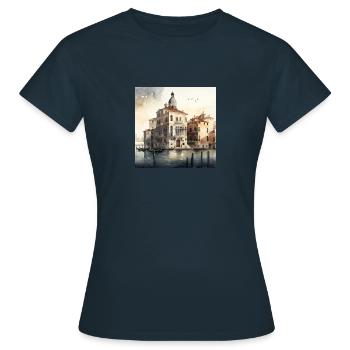 Gondoles Aquarell de Venise - T-shirt Femme - marine - Devant - AI Model Female 172 dark (172cm)