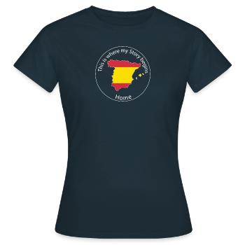 This is where my story begins | Spanien Spain - Women's T-Shirt - navy - Front - AI Model Female 172 dark (172cm)