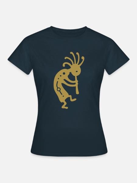 Indianischer Glücksbringer Kokopelli - Frauen T-Shirt - Navy