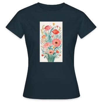 Blumenstrauß - Frauen T-Shirt - Navy - Vorne - AI Model Female 172 dark (172cm)