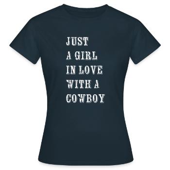 Dictons drôles, Cowboy, Saint-Valentin, amour, amour - T-shirt Femme - marine - Devant - AI Model Female 172 dark (172cm)