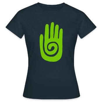 Chaman - Main de Guérison & Symbole de Protection - Vert - T-shirt Femme - marine - Devant - AI Model Female 172 dark (172cm)