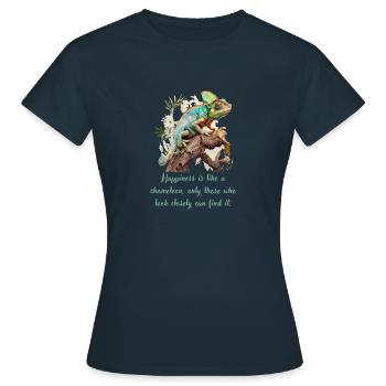 Caméléon-Bonheur est comme un caméléon, ... Étroit - T-shirt Femme - marine - Devant - AI Model Female 172 dark (172cm)