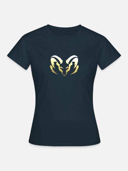Widder gold Sternzeichen Tattoo Geschenk - Frauen T-Shirt - Navy