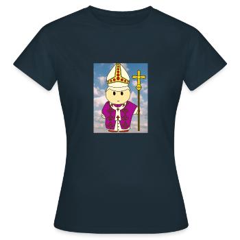Papst im Himmel - Frauen T-Shirt - Navy - Vorne - AI Model Female 172 dark (172cm)