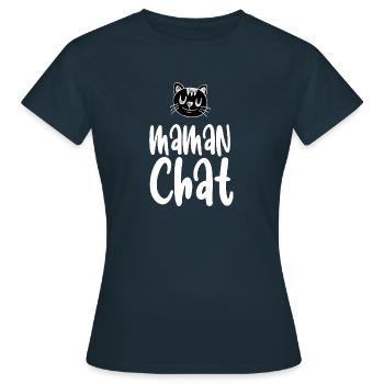 Maman chat. Maman d'un chat. - T-shirt Femme - marine - Devant - AI Model Female 172 dark (172cm)