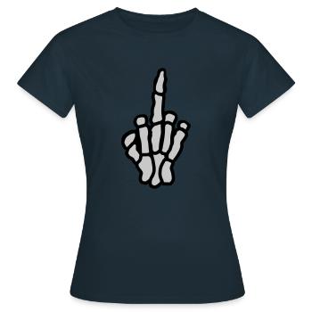 Middle finger bone hand show - Women's T-Shirt - navy - Front - AI Model Female 172 dark (172cm)