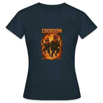 CoqBoom – Poules Commando en Mission Explosion - T-shirt Femme - marine - Devant - AI Model Female 172 dark (172cm)
