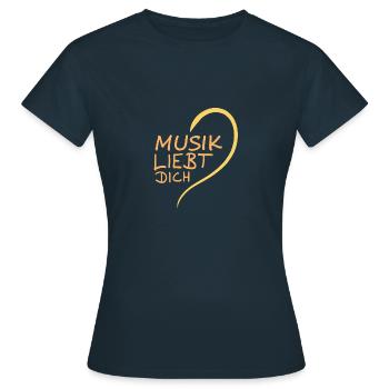 Liebe lieben Herz Musik - Frauen T-Shirt - Navy - Vorne - AI Model Female 172 dark (172cm)
