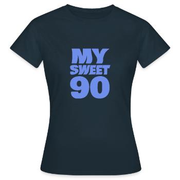 Age 90 - Women's T-Shirt - navy - Front - AI Model Female 172 dark (172cm)