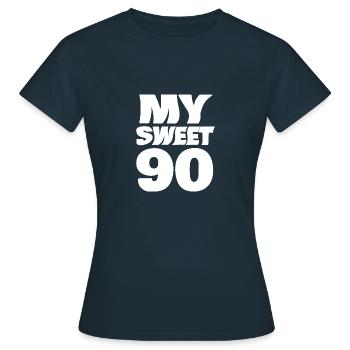 Age 90 - Women's T-Shirt - navy - Front - AI Model Female 172 dark (172cm)