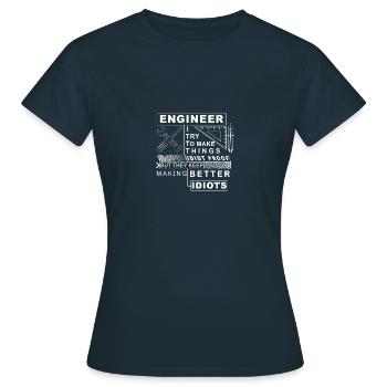 IDIOT PROOF - Mécanicien Ingénieur Idiot Proof - T-shirt Femme - marine - Devant - AI Model Female 172 dark (172cm)