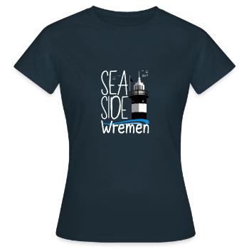 Moin Wremen Wurster NordseeKüste Phare - T-shirt Femme - marine - Devant - AI Model Female 172 dark (172cm)