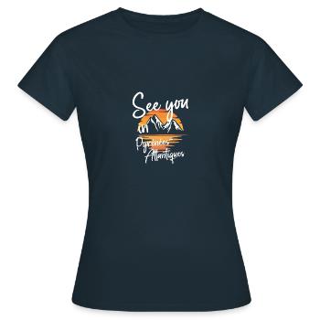 Pyrénées-Atlantiques France Ski - T-shirt Femme - marine - Devant - AI Model Female 172 dark (172cm)