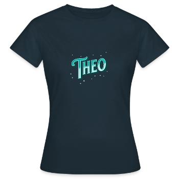 Theo Namen personalisiert - Frauen T-Shirt - Navy - Vorne - AI Model Female 172 dark (172cm)