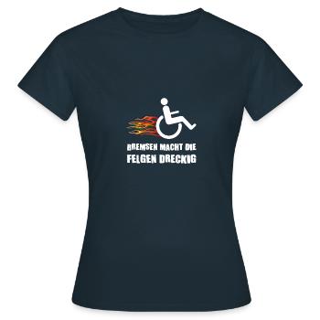 Rollstuhl Behinderung Handicap Rollstuhlfahrer - Frauen T-Shirt - Navy - Vorne - AI Model Female 172 dark (172cm)