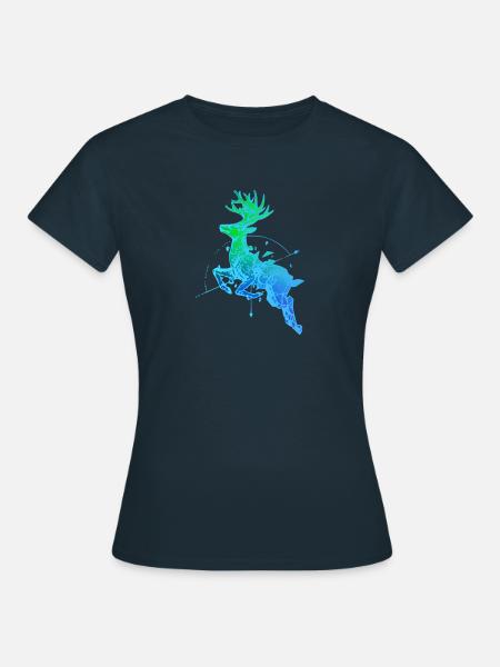 Hirsch mit Kompass - Frauen T-Shirt - Navy