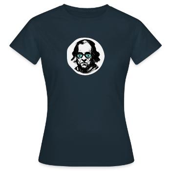KAS Kaspa Glasses Benjamin Franklin Crypto - Women's T-Shirt - navy - Front - AI Model Female 172 dark (172cm)