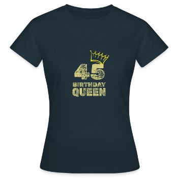 Age 45 - Women's T-Shirt - navy - Front - AI Model Female 172 dark (172cm)