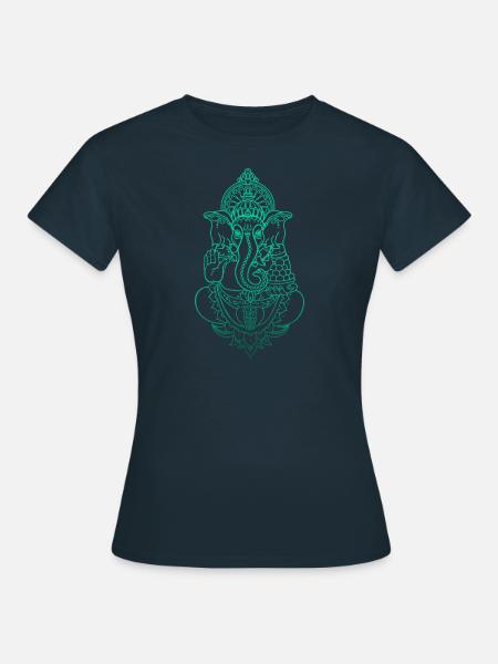 Psy Trance Psychedelic GOA Ganesha Shiva Buddha - Women's T-Shirt - navy